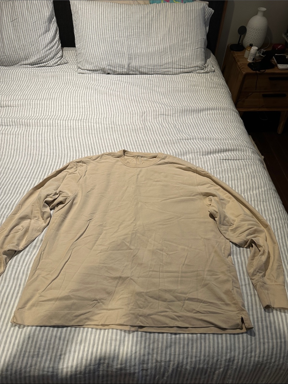 Abercrombie & Fitch Men's Long Sleeve Crewneck Shirt - Tan
